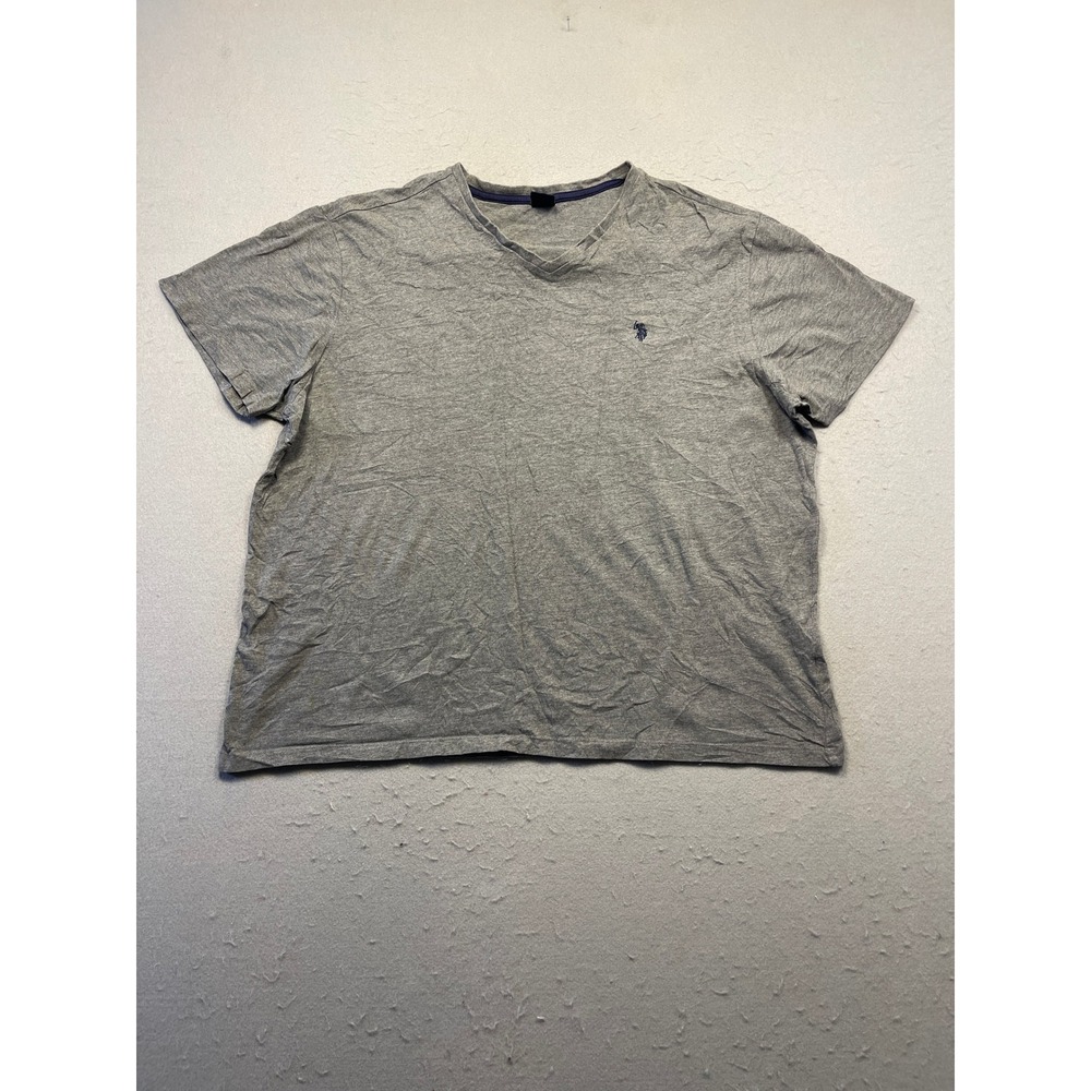 U.S. Polo Assn. V-Neck T-Shirt Cotton Blend Heather Gray XXL Mens